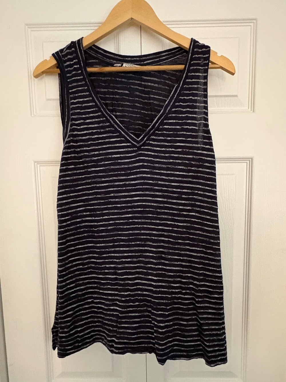 Liverpool Navy and White Striped V-Neck Tank